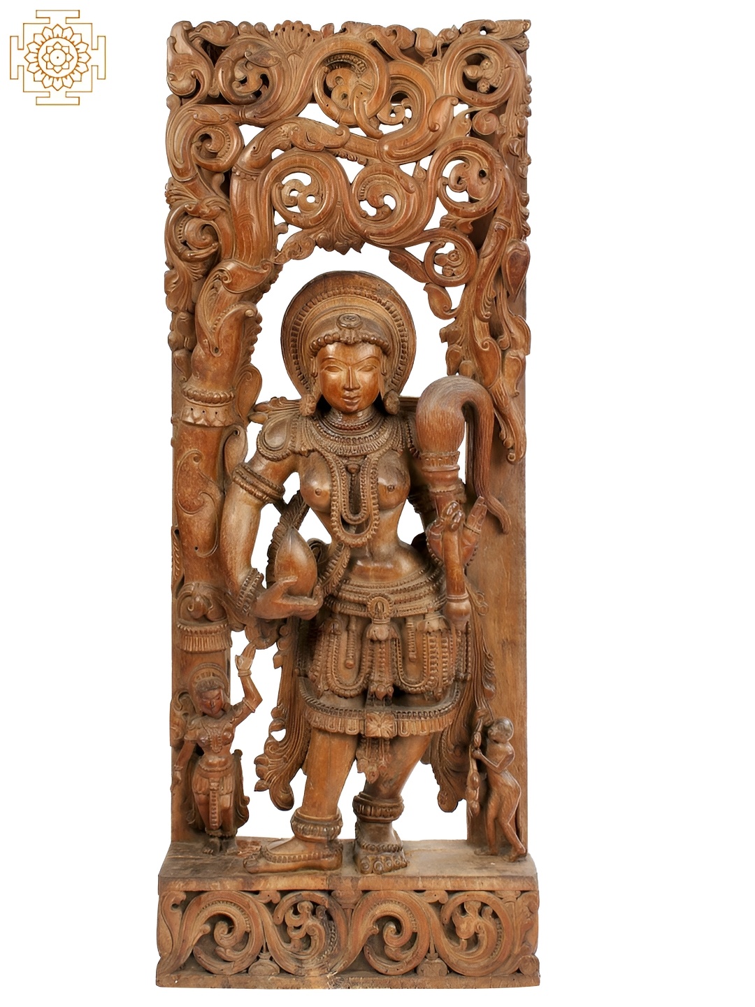 

Exotic India Brown Wooden Hoysala Apsara Idol Showpiece