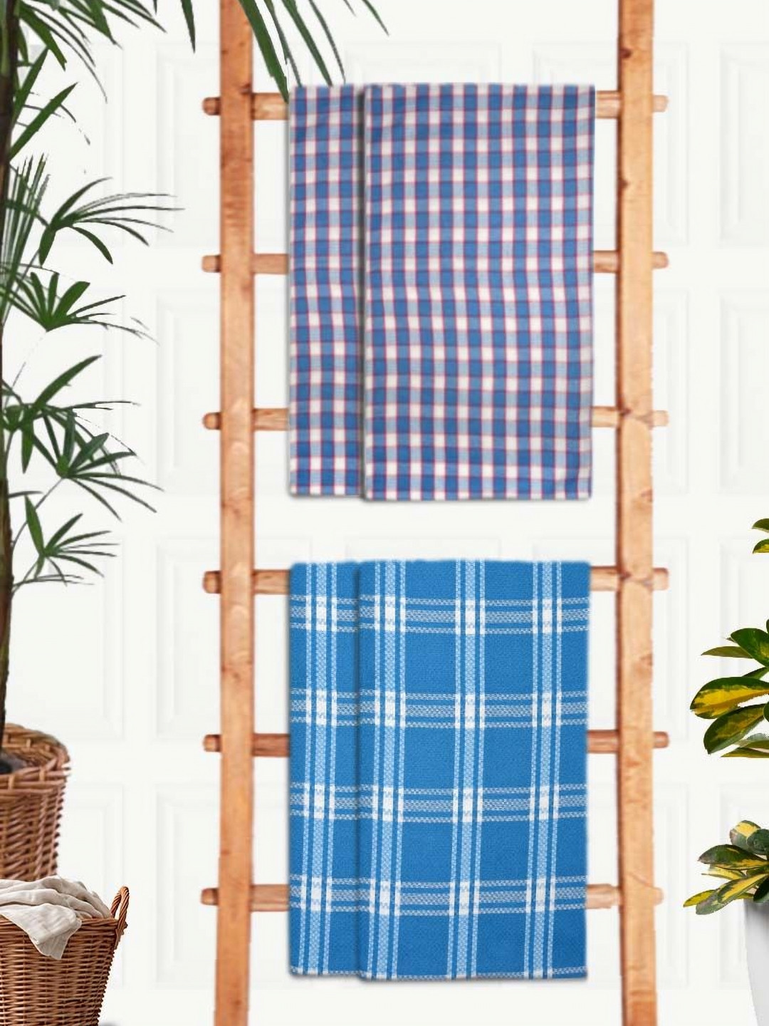 

Aura Purple & Blue 4 Pieces Striped Cotton 210 GSM Bath Towels