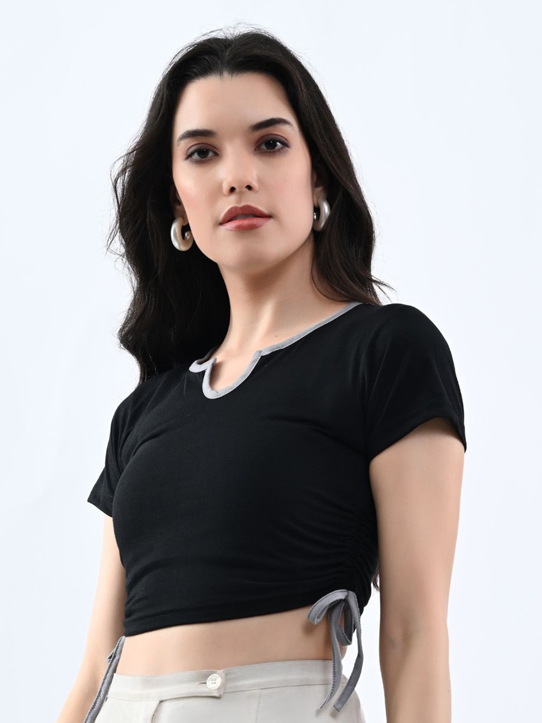 

Genzy Cotton Tiered Top, Black