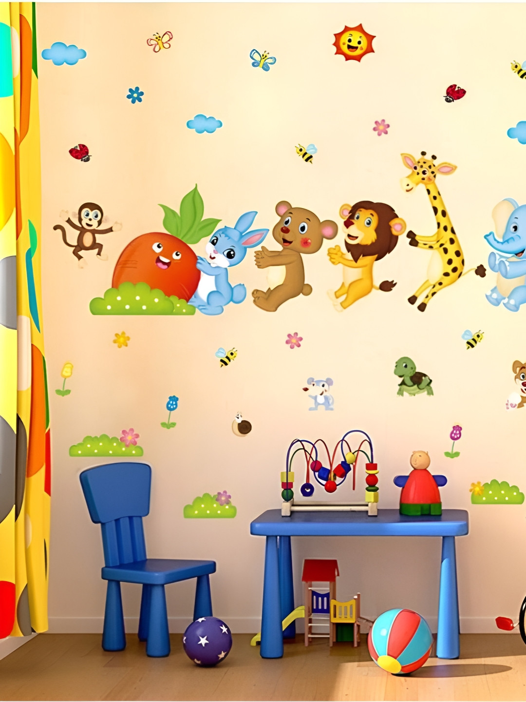 

Jaamso Royals Blue & Green Cartoon Animal Printed Self Adhesive Wall Sticker