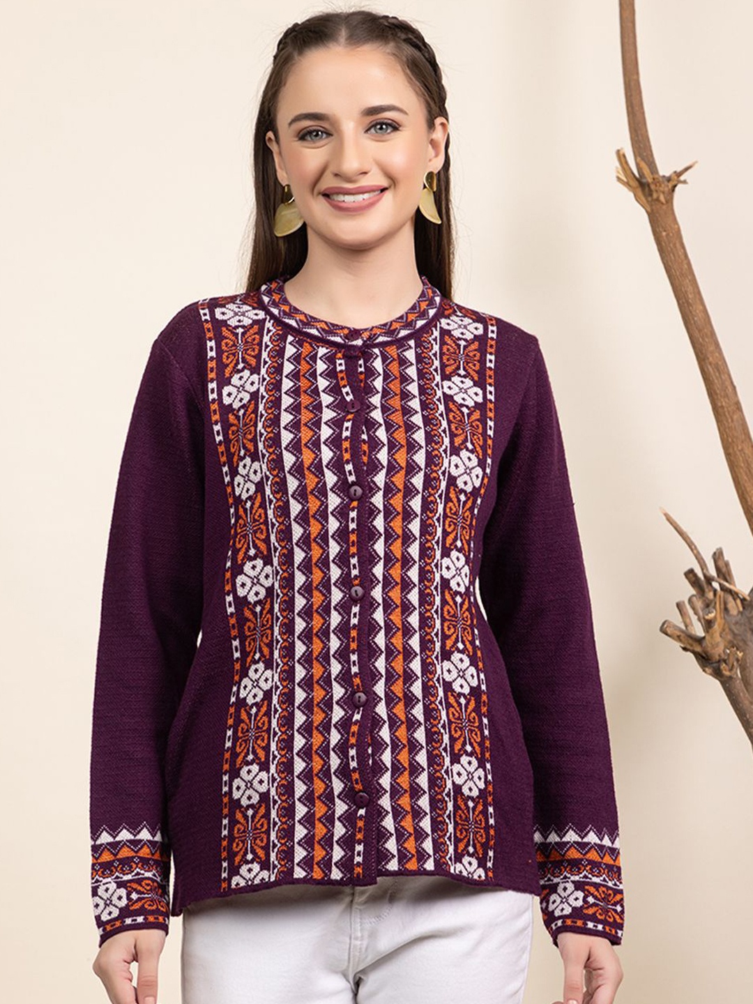 

Anouk Women Floral Cardigan, Purple