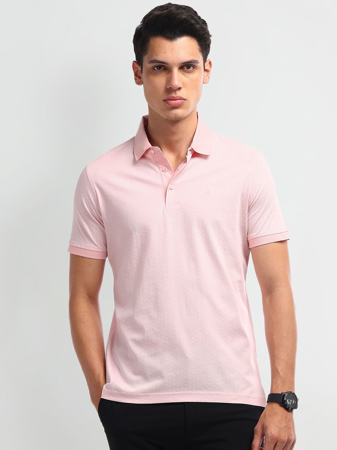 

Arrow Men Solid Polo Collar Cotton T-Shirt, Pink