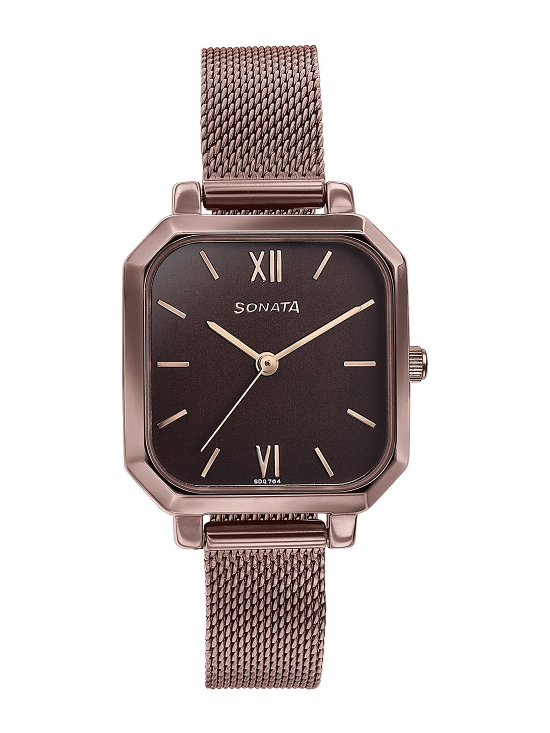 

Sonata Women Brass Dial & Stainless Steel Bracelet Style Straps Analogue Watch 87072QM01, Brown