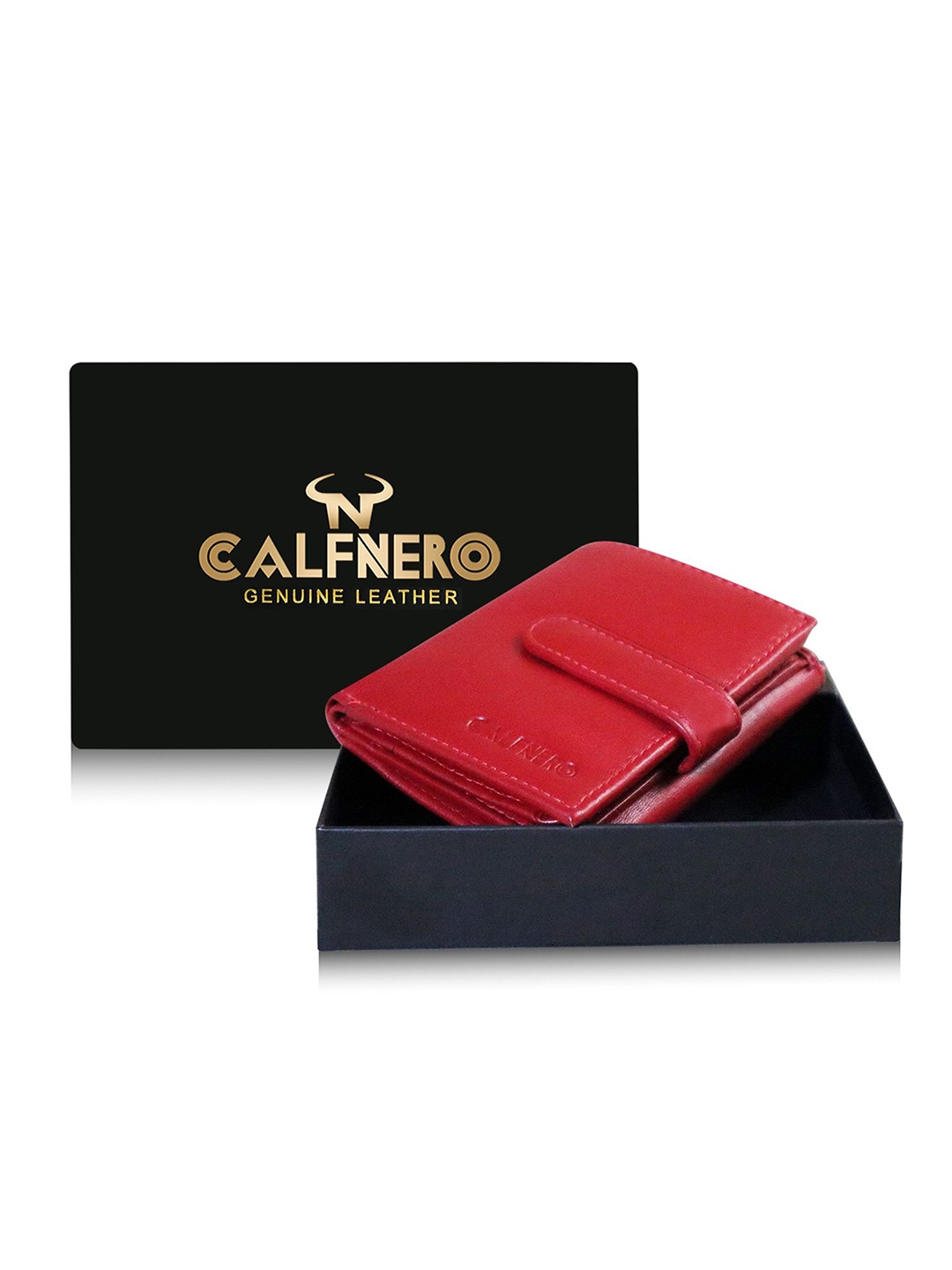 

CALFNERO Women Leather Two Fold Wallet, Red