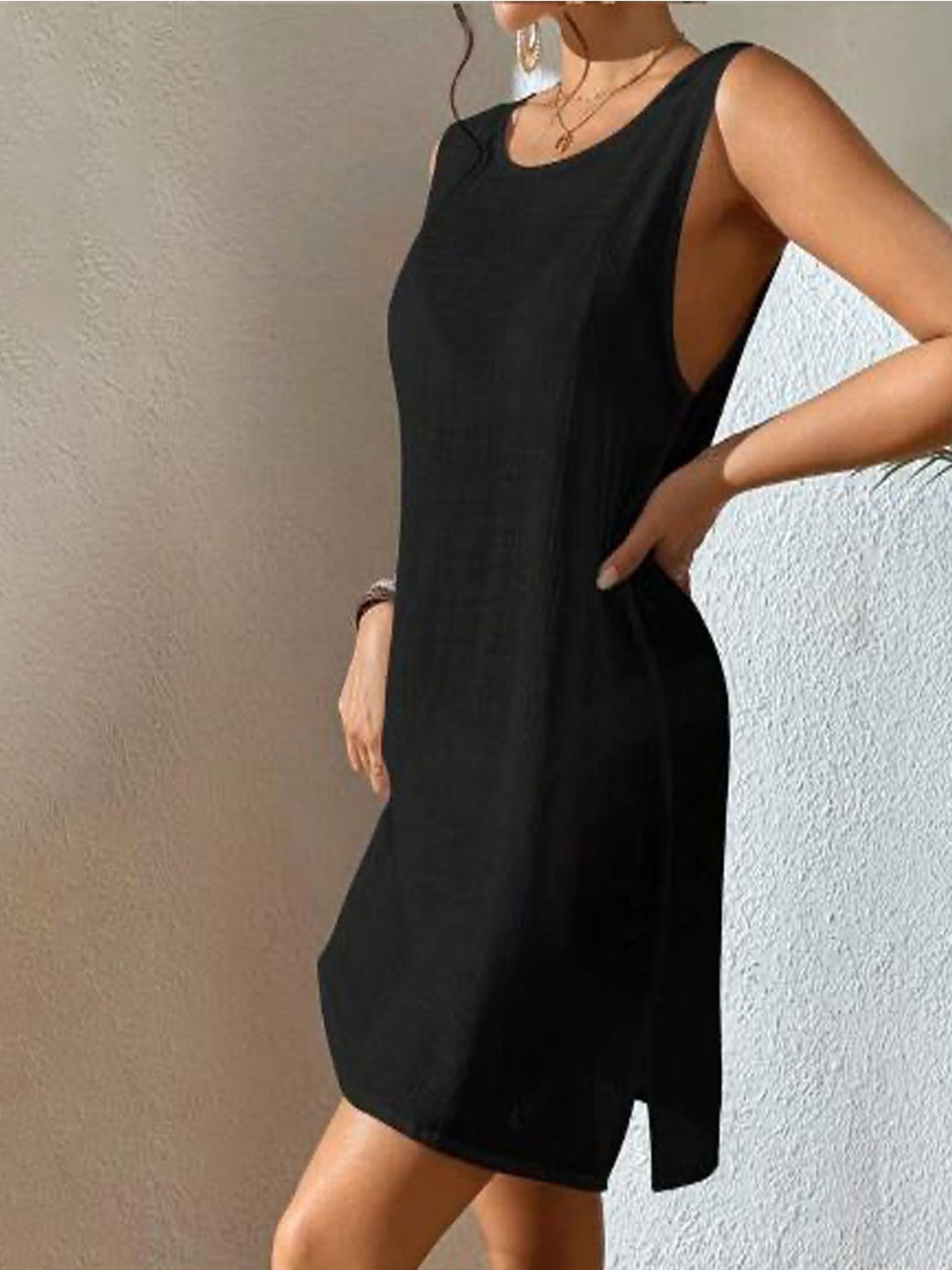 

StyleCast Georgette A-Line Mini Dress, Black