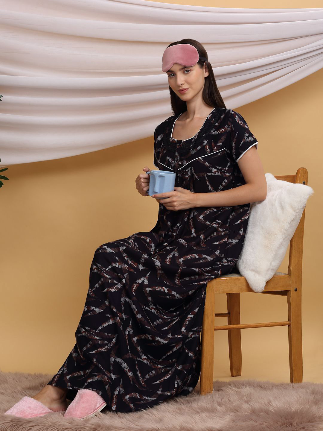 

Sweet Dreams Printed Maxi Nightdress, Navy blue
