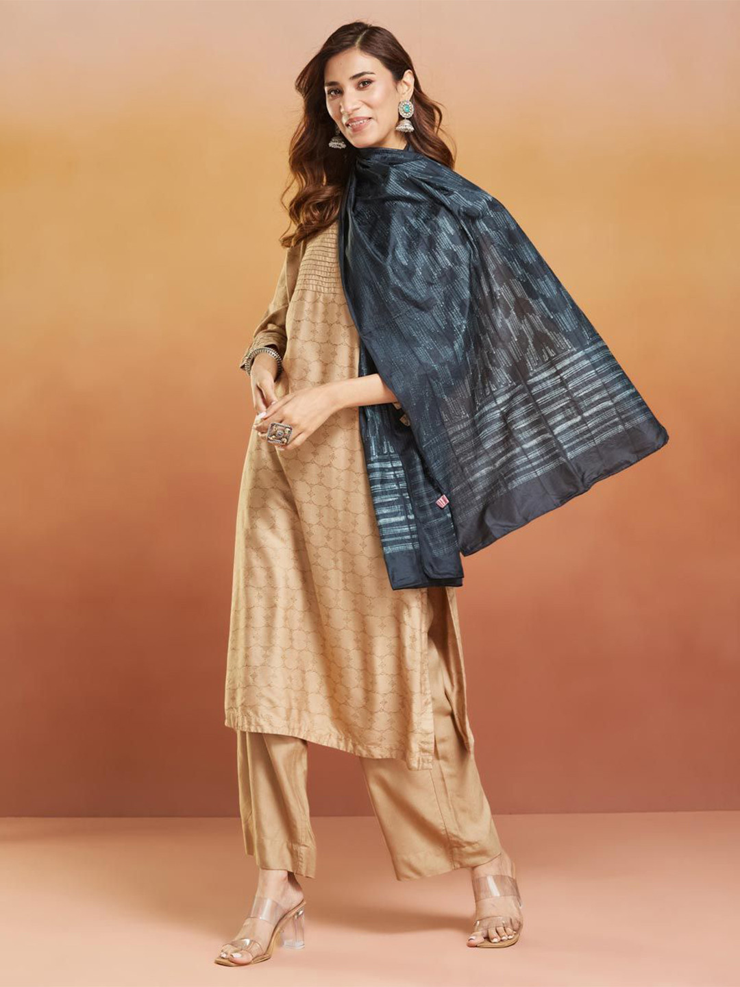 

Fabindia Women Woven Design Stole, Black