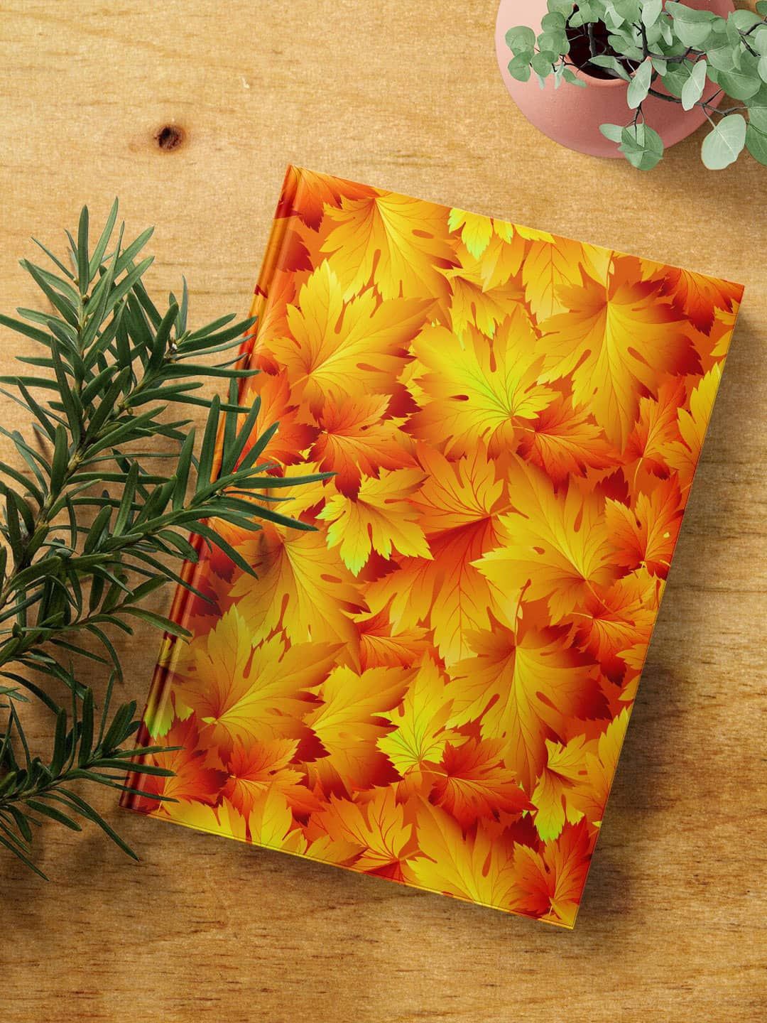 

macmerise Autumn Printed A5 Ruled Hard Cover Notebook, Yellow