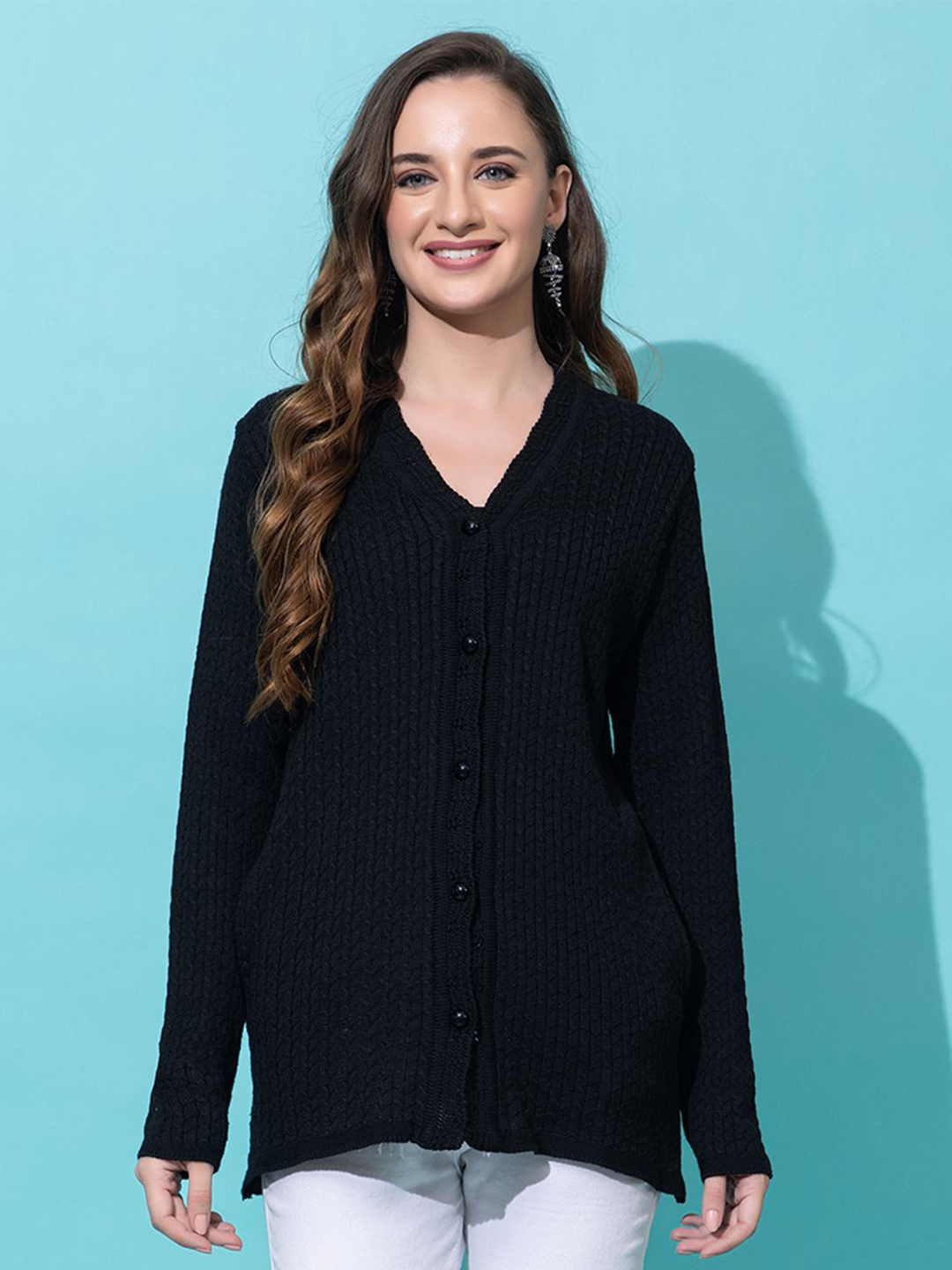 

Anouk Women Cable Knit Cardigan, Black