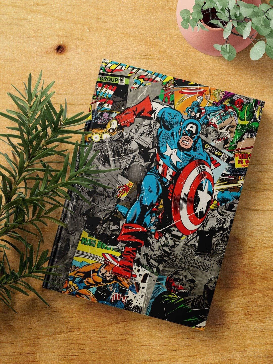 

macmerise Grey & Blue Comic Captain America Printed A5 Ruled Notebook