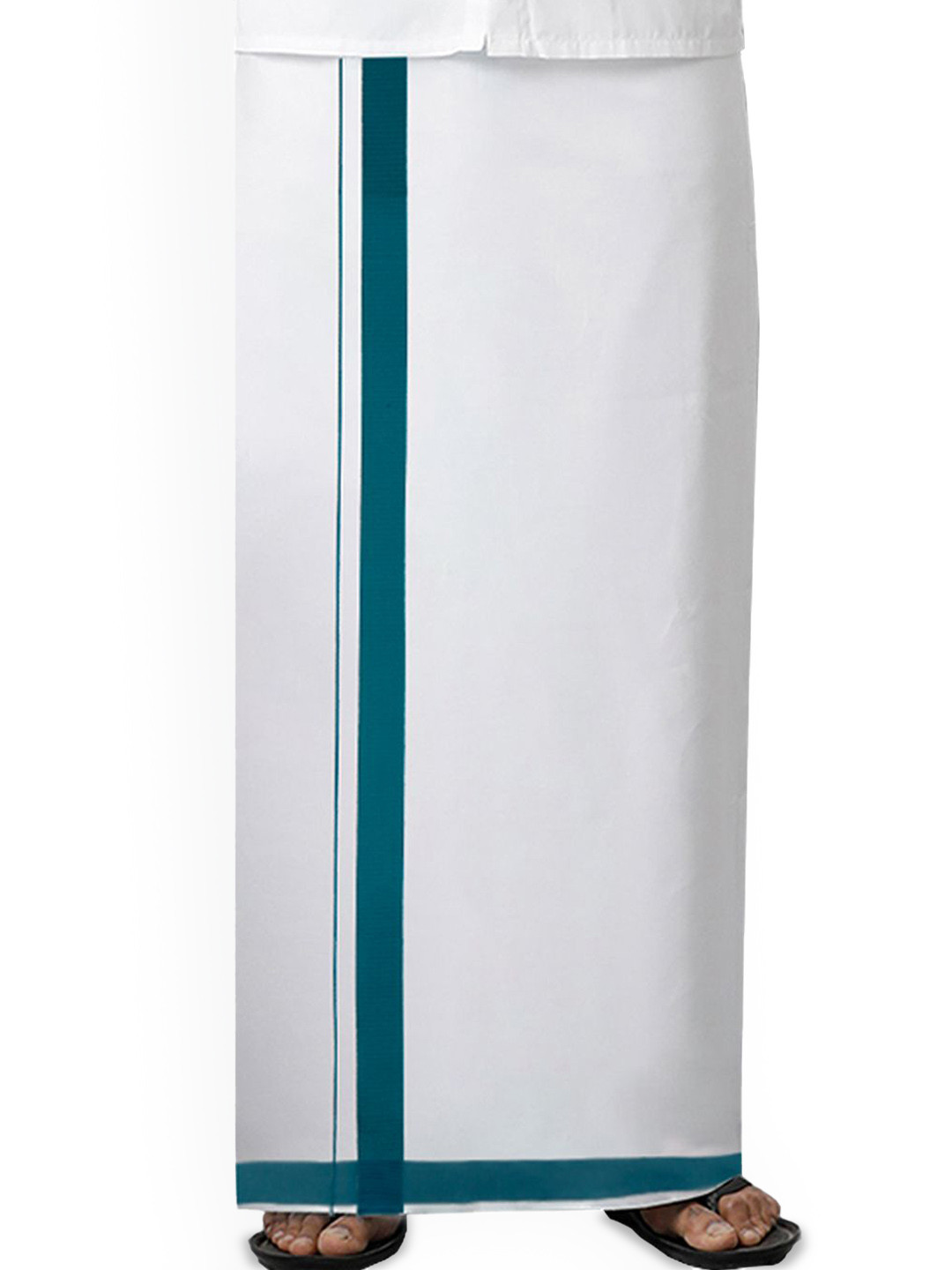 

RAMRAJ Men Solid Dhoti With Fancy Border, White