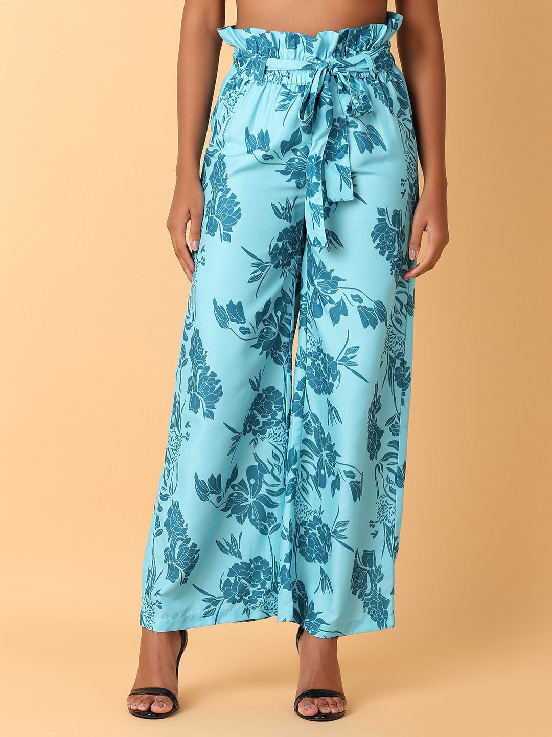 

UNLIMITED Women Floral Printed Flared Ethnic Palazzos, Blue