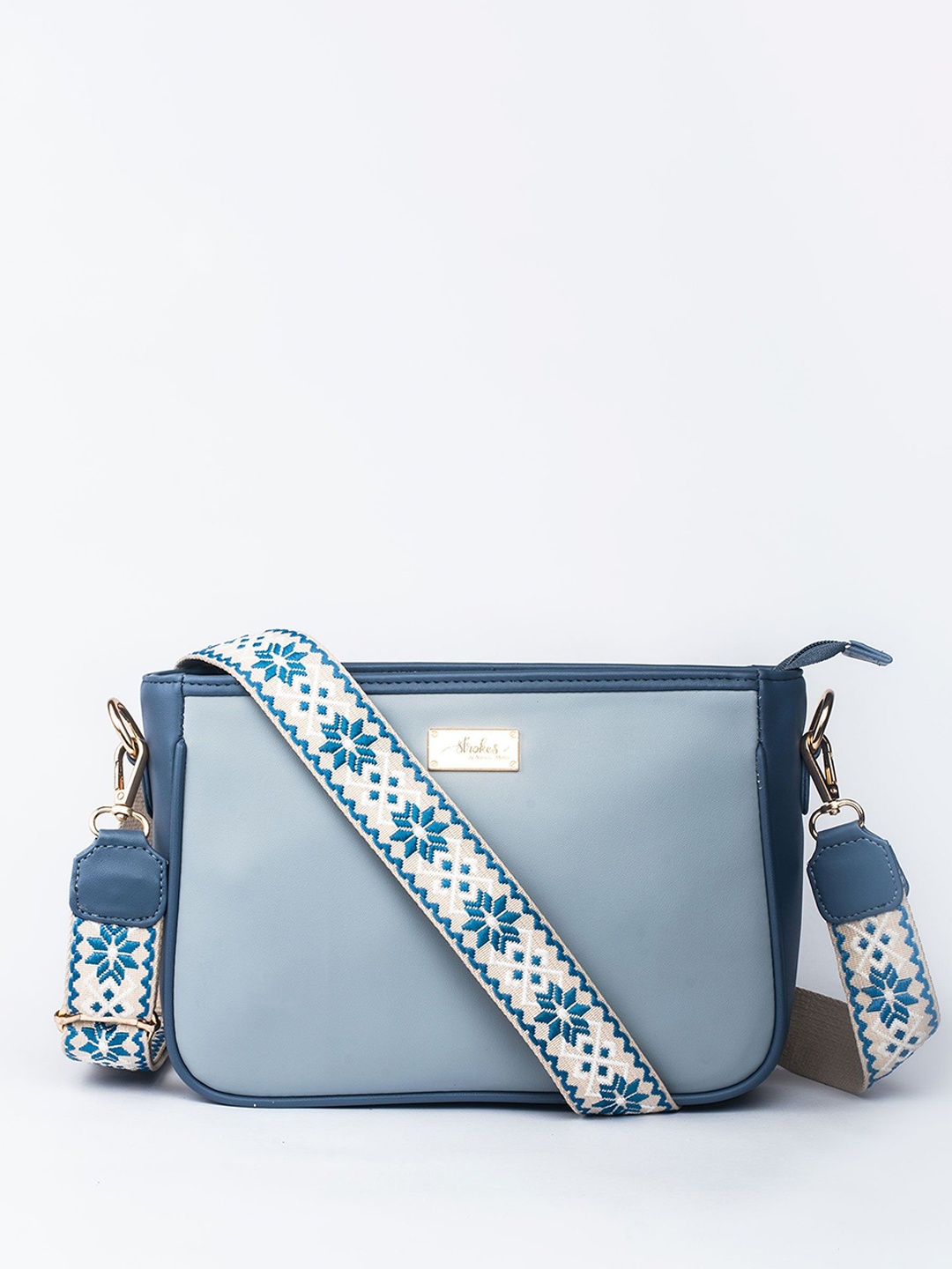 

Strokes by Namrata Mehta PU Structured Sling Bag, Blue