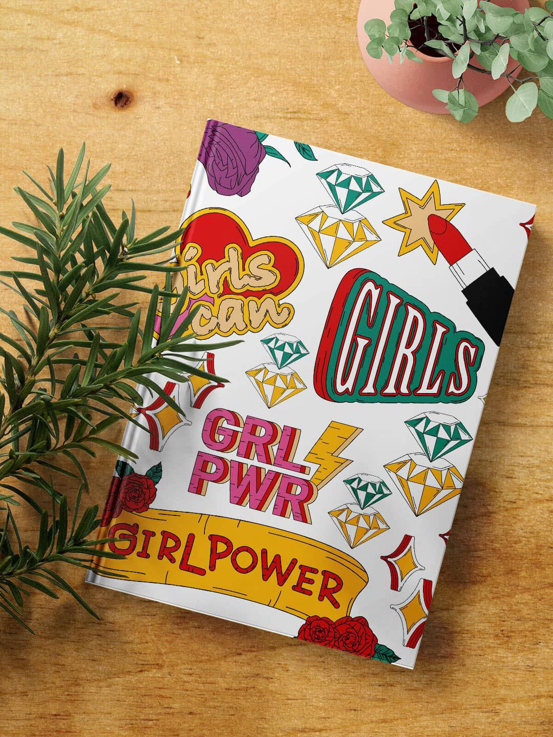 

macmerise SK Girl Power Printed Hard Cover A5 Ruled Notebook, White