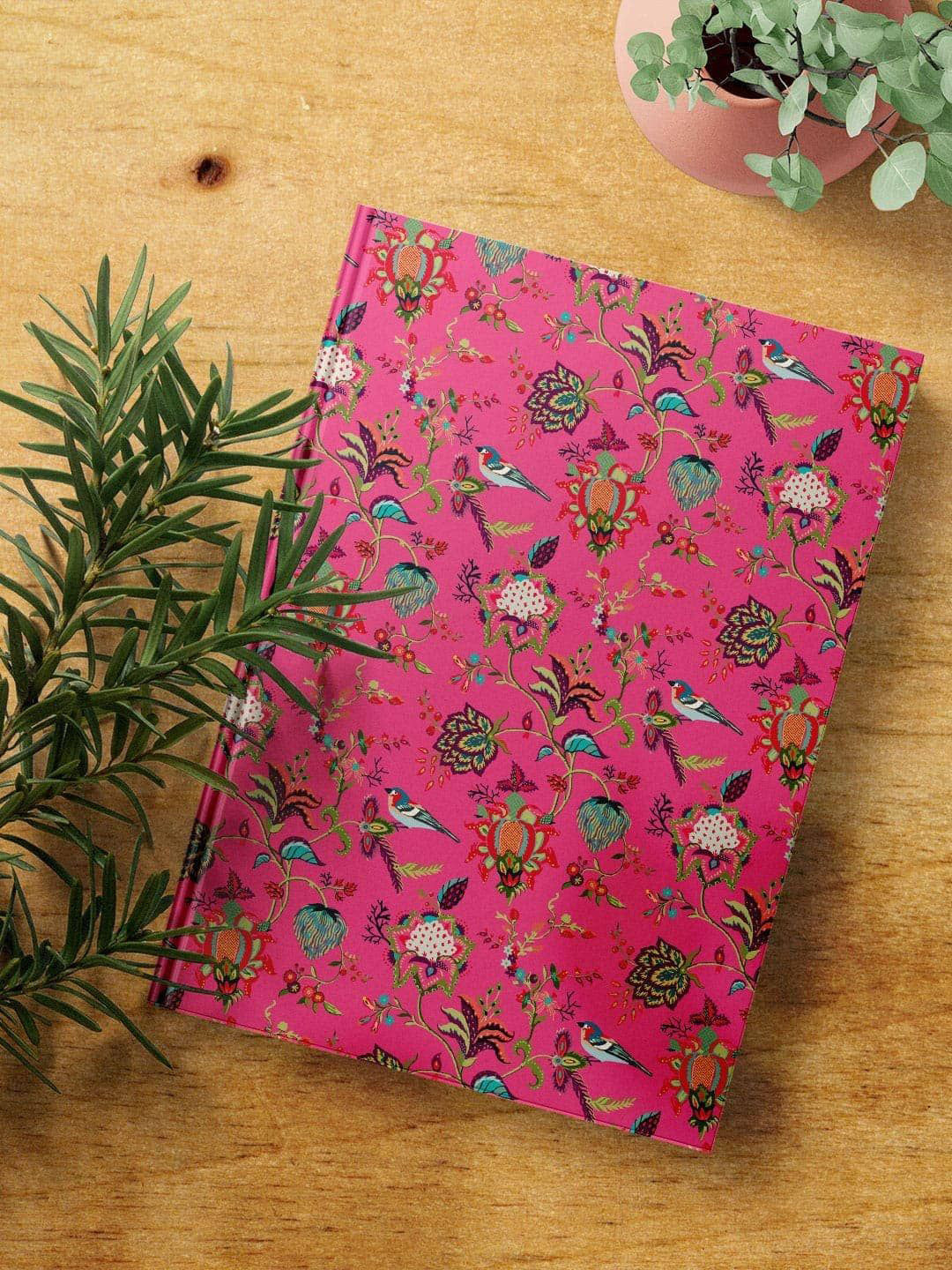 

macmerise Flower Chidiya Printed A5 Ruled Hard Cover Notebook, Pink