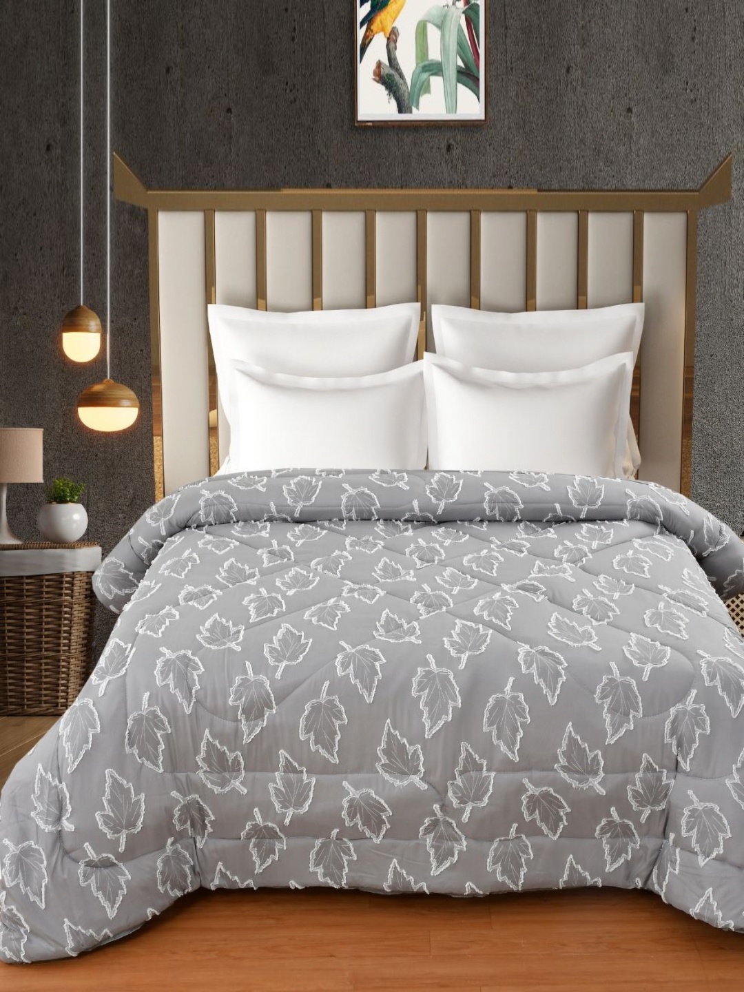 

Florida Leafline Grey Patchwork 95 GSM Reversible AC Double Bed Comforter