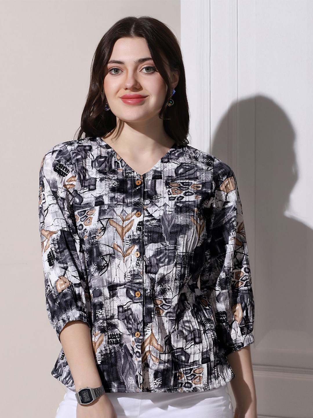

BAESD Floral Print Chiffon Peplum Top, Black