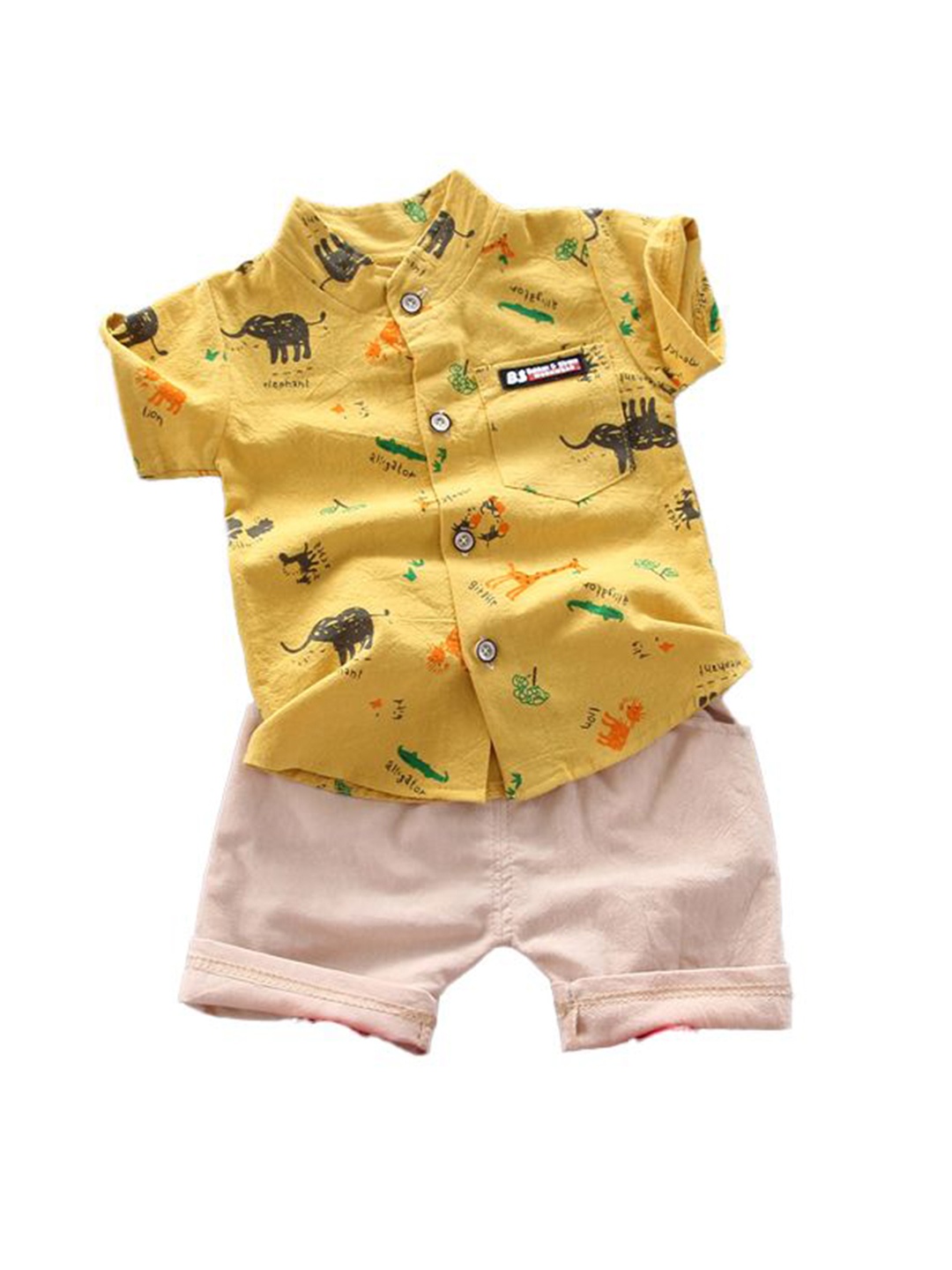 

StyleCast x Revolte Boys Printed Pure Cotton Shirt with Shorts, Yellow