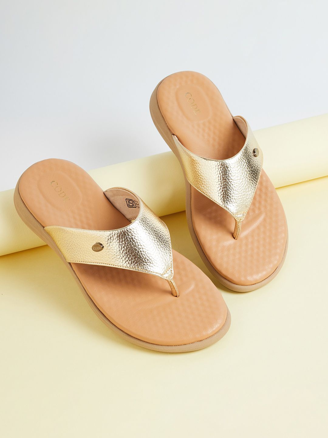 

CODE by Lifestyle Women Open Toe Flats, Gold