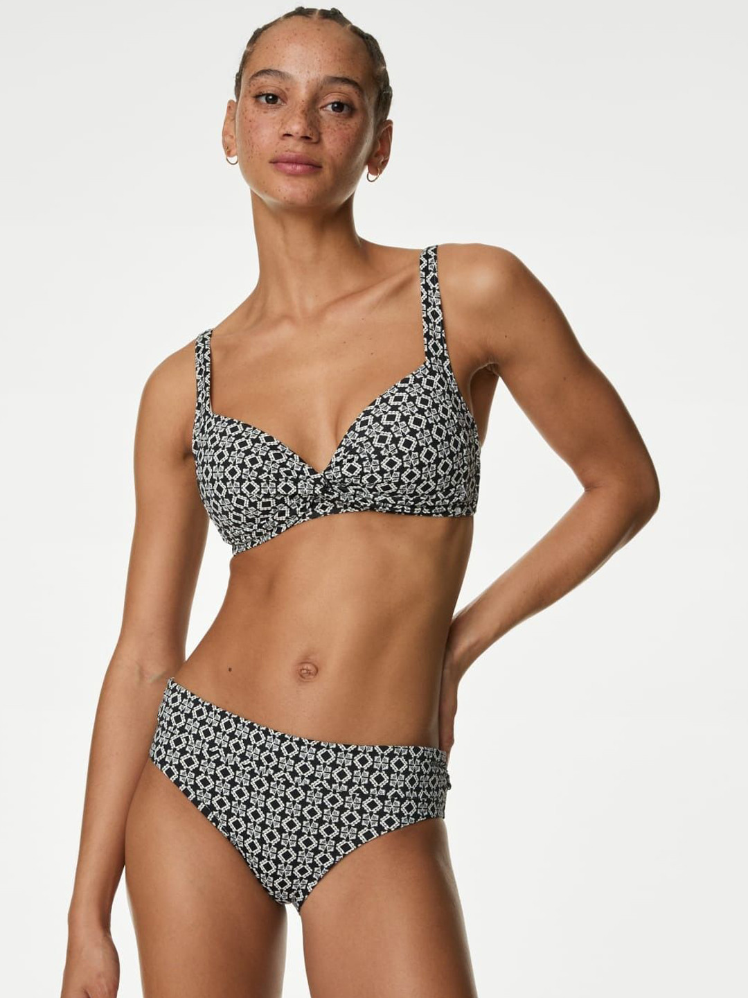 

Marks & Spencer Printed Shoulder Straps Swim Top, Black