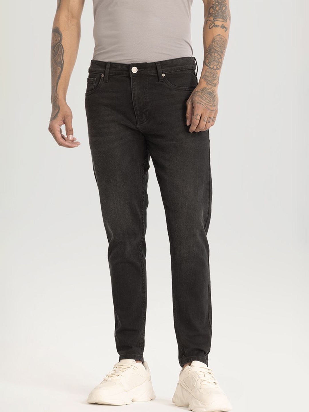 

Snitch Men Narrow Skinny Fit Light Fade Stretchable Jeans, Grey