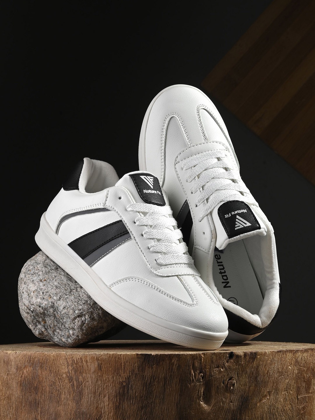 

Nature Fit Women Striped PU Sneakers, White