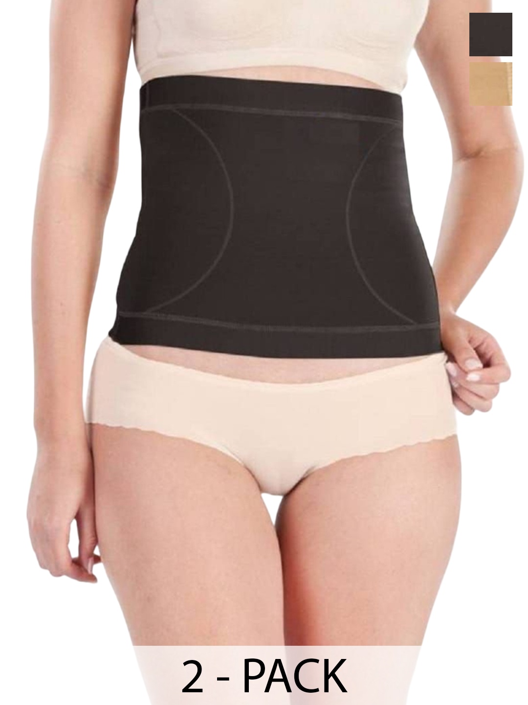 

SELETA Pack Of 2 Assorted Lightweight Cotton Tummy Shaper Briefs