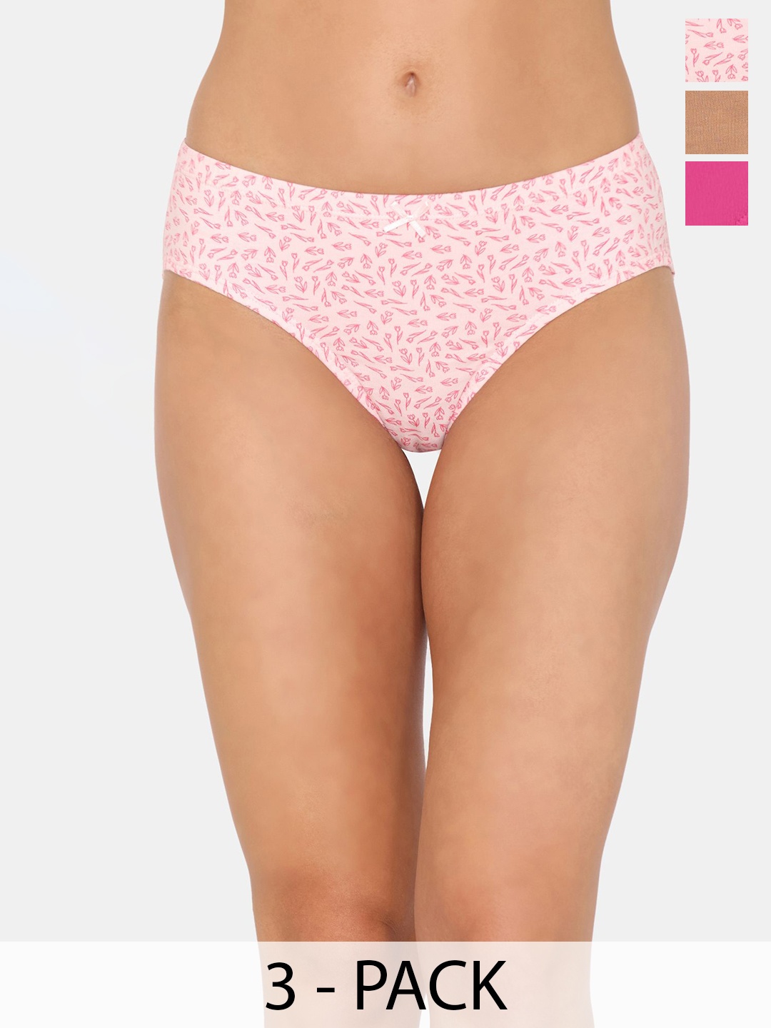 

Rosaline by Zivame Pack Of 3 Women Solid Hipster Briefs, Pink