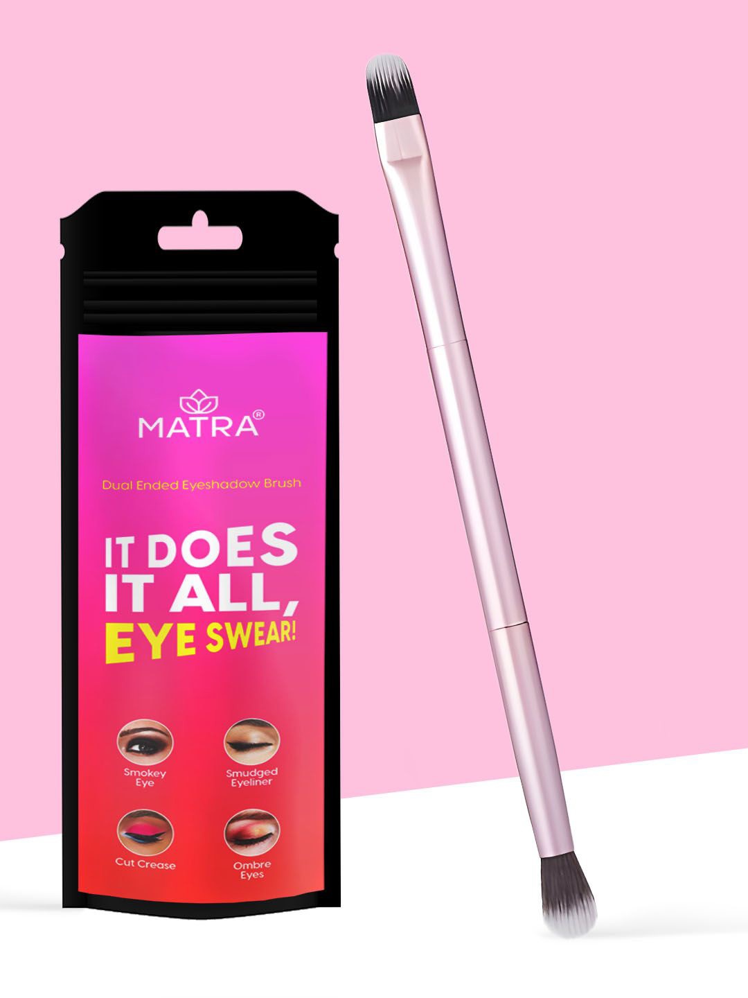 

MATRA Dual Ended Eyeshadow Brush 2-in-1 Eye Makeup Applicator for Blending, Concealing, Rose gold