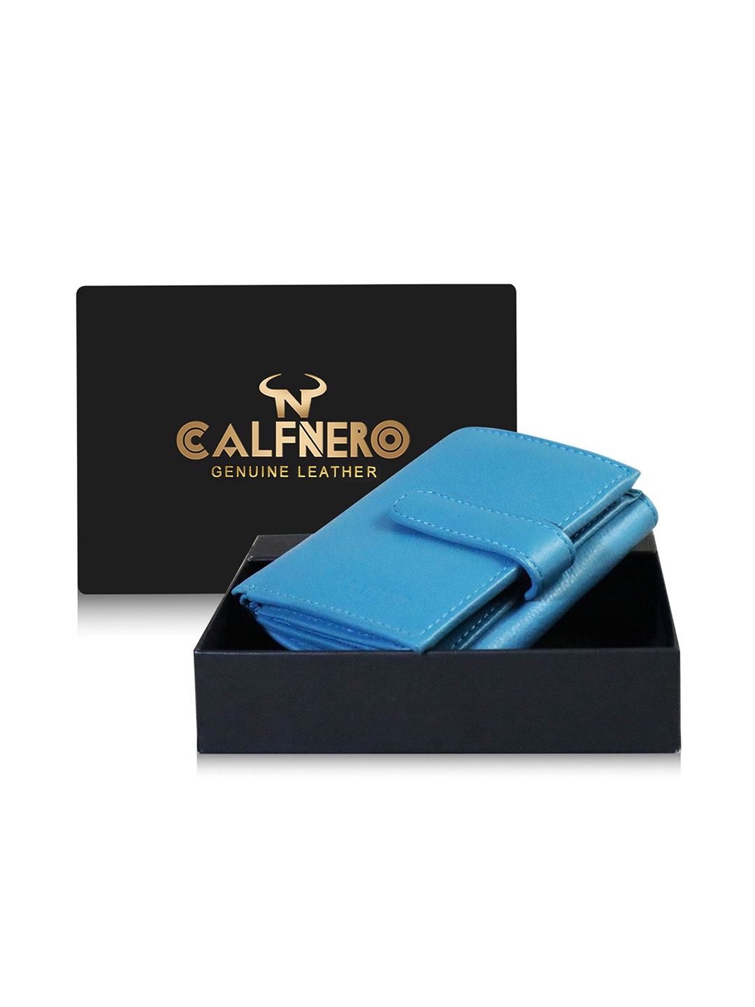 

CALFNERO Women Leather Two Fold Wallet, Turquoise blue