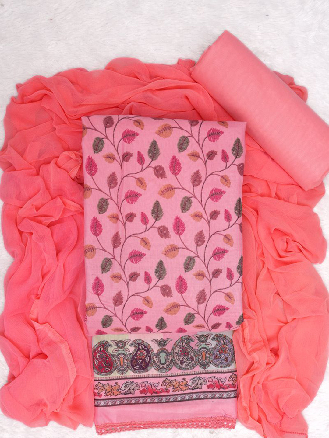 

ASISA Floral Printed Unstitched Dress Material, Peach