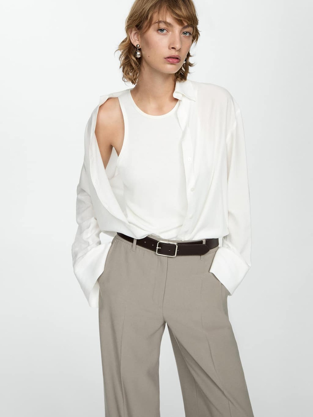 

MANGO Semi-formal Shirt, White