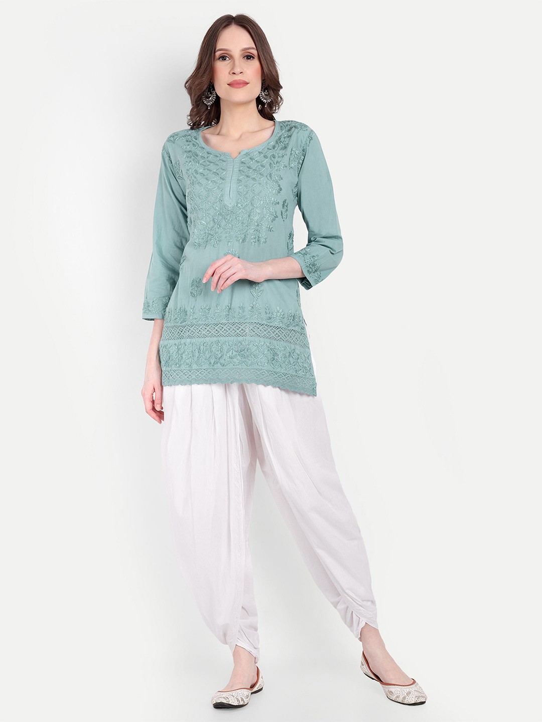 

Indiankala4u Embroidered Cotton Top, Green