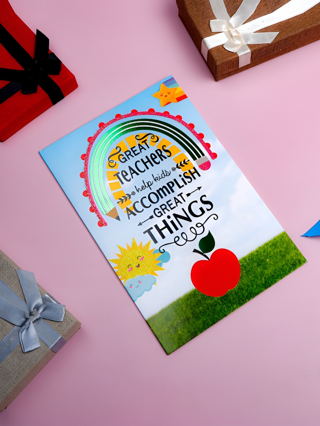 

Archies Gold Toned & Black Teacher Greeting Card with Sipper Home Gift Set
