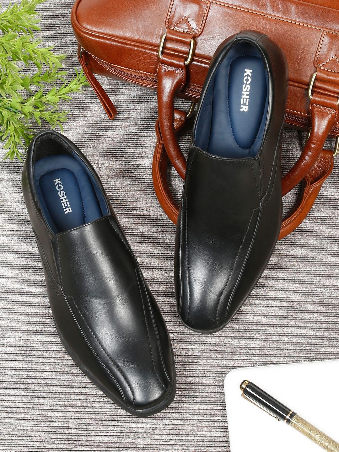 

Kosher Men Round Toe Formal Slip-Ons, Black