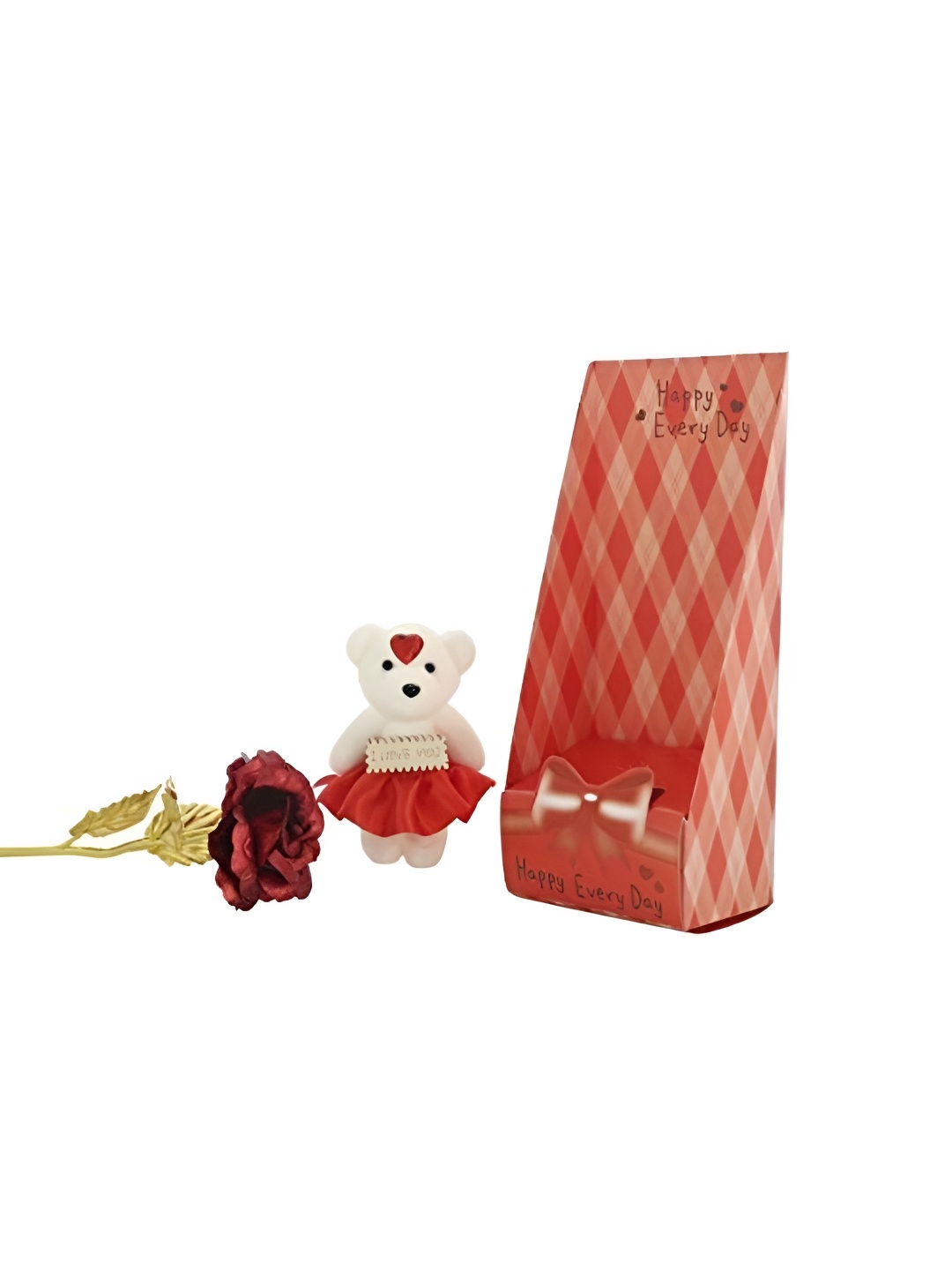 

INTERNATIONAL GIFT Red & White 3 Pieces Artificial Rose Gift Set