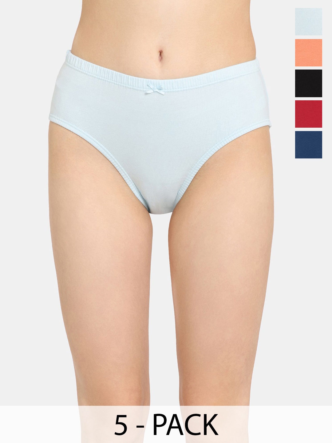 

Rosaline by Zivame Solid Pack Of 5 Seamless Hipster Briefs RO2079FASH0BLUE, Navy blue
