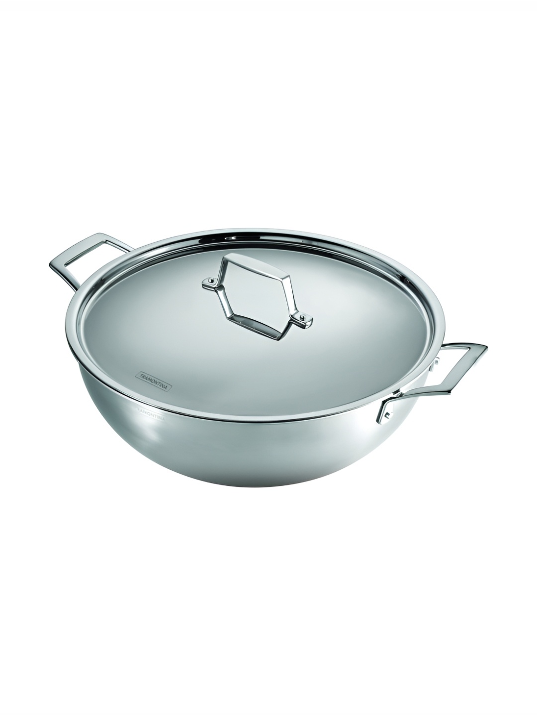 

Tramontina Silver Toned Aeion Non toxic Triply Stainless Steel Deep Kadai with Lid 10.9 L