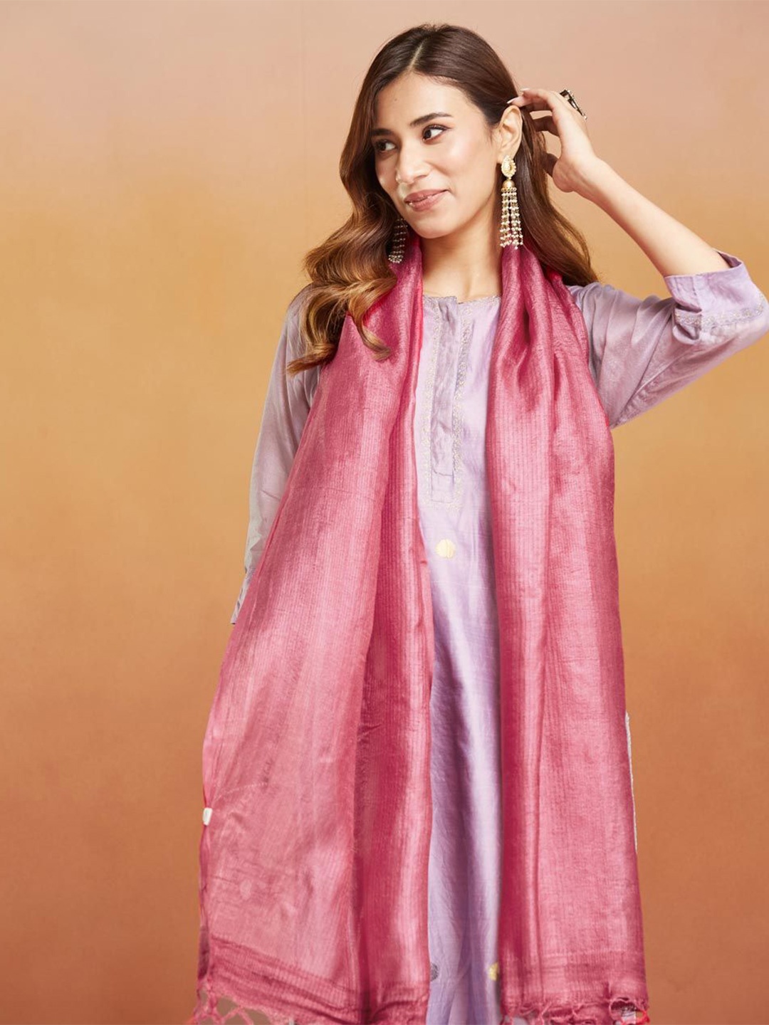 

Fabindia Women Woven Design Stole, Pink