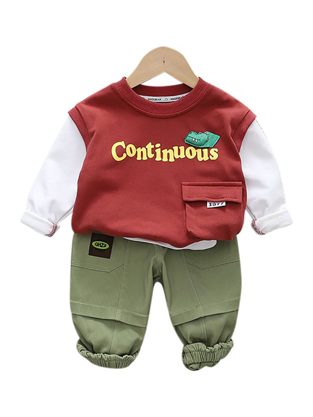 

StyleCast x Revolte Boys Red & White Colourblocked T-shirt with Trousers