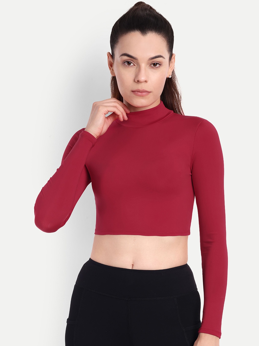 

So What High Neck High-Rise Crop Top & Ankle Length Legging, Red