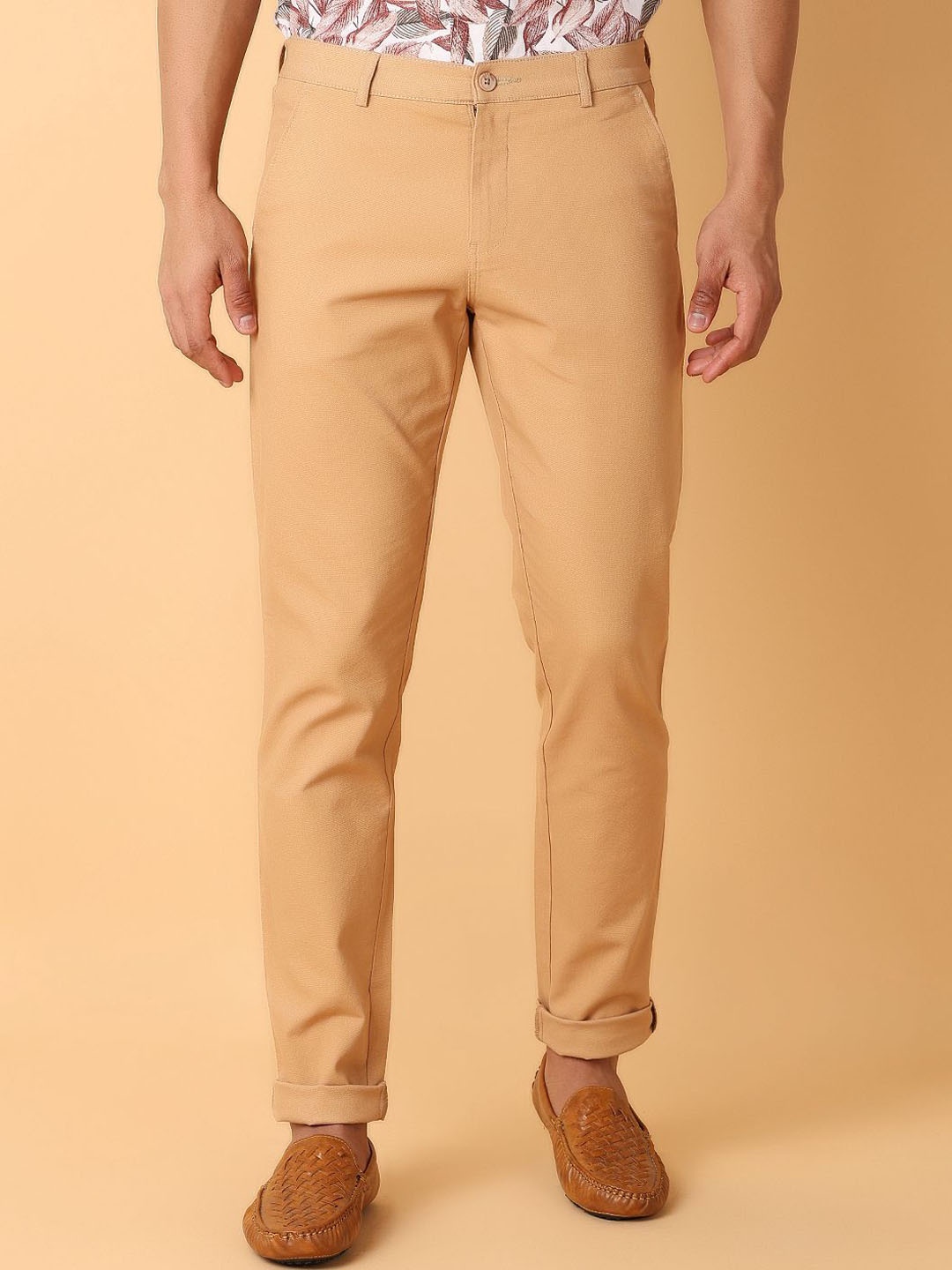 

V-Mart Men Slim Fit Chinos Trousers, Khaki