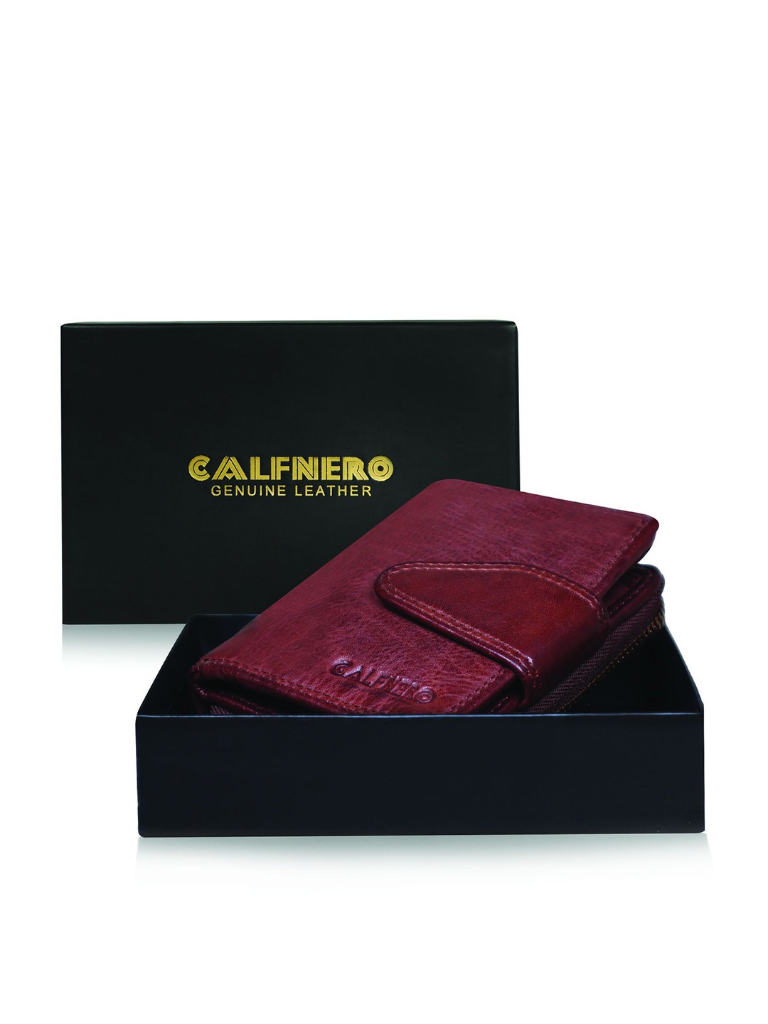 

CALFNERO Women Leather Two Fold Wallet, Brown