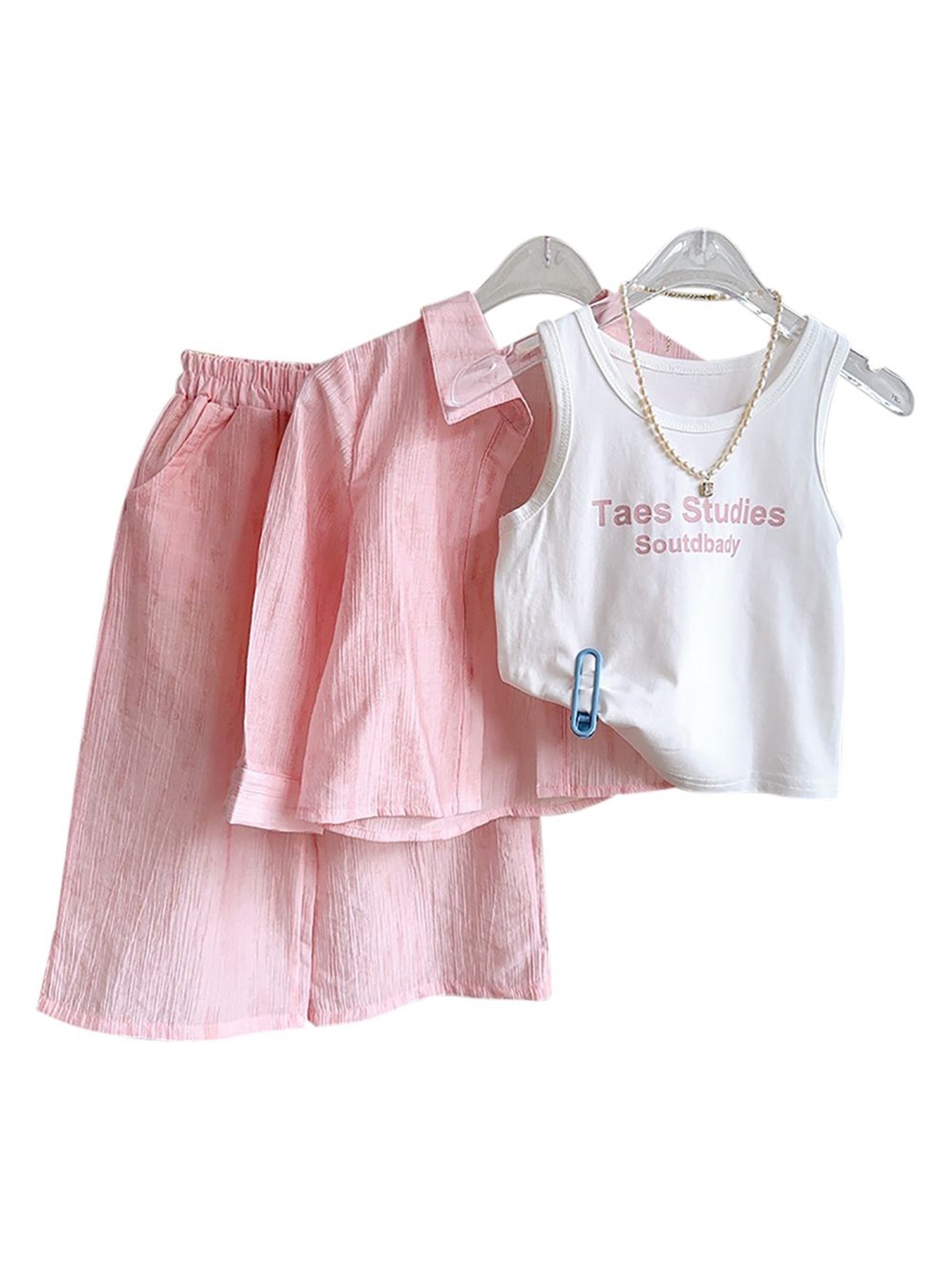 

StyleCast x Revolte Girls Self Design Top with Shirt & Palazzos, Pink