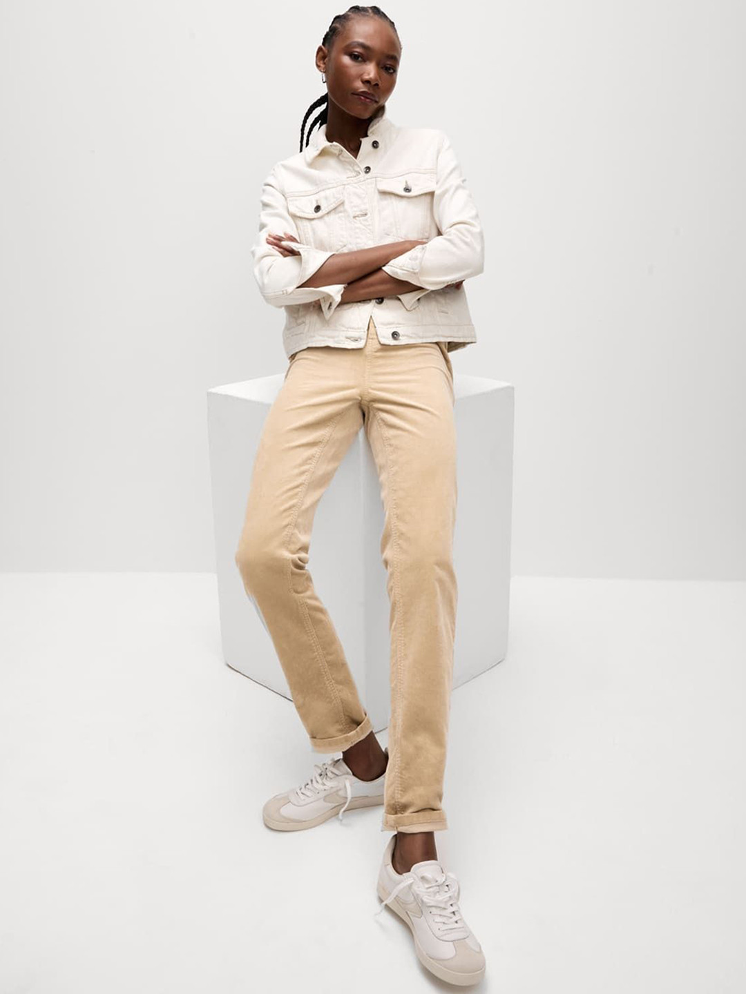 

Marks & Spencer Women Solid Straight Fit Trousers, Beige