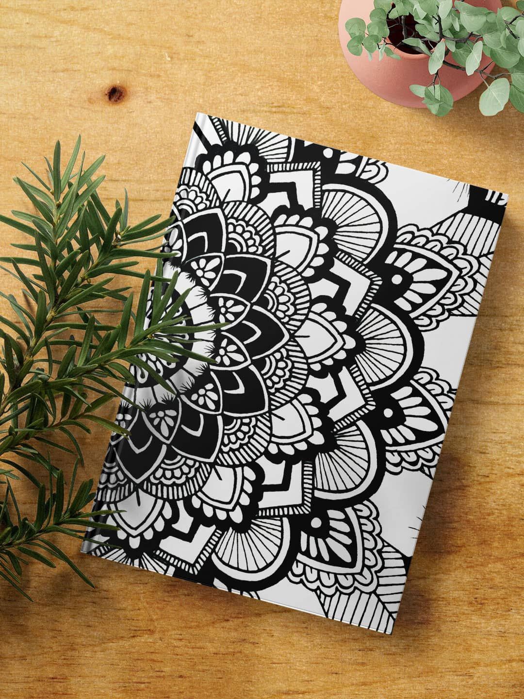 

macmerise White & Black Mandala Rectangle Printed A5 Ruled Notebook