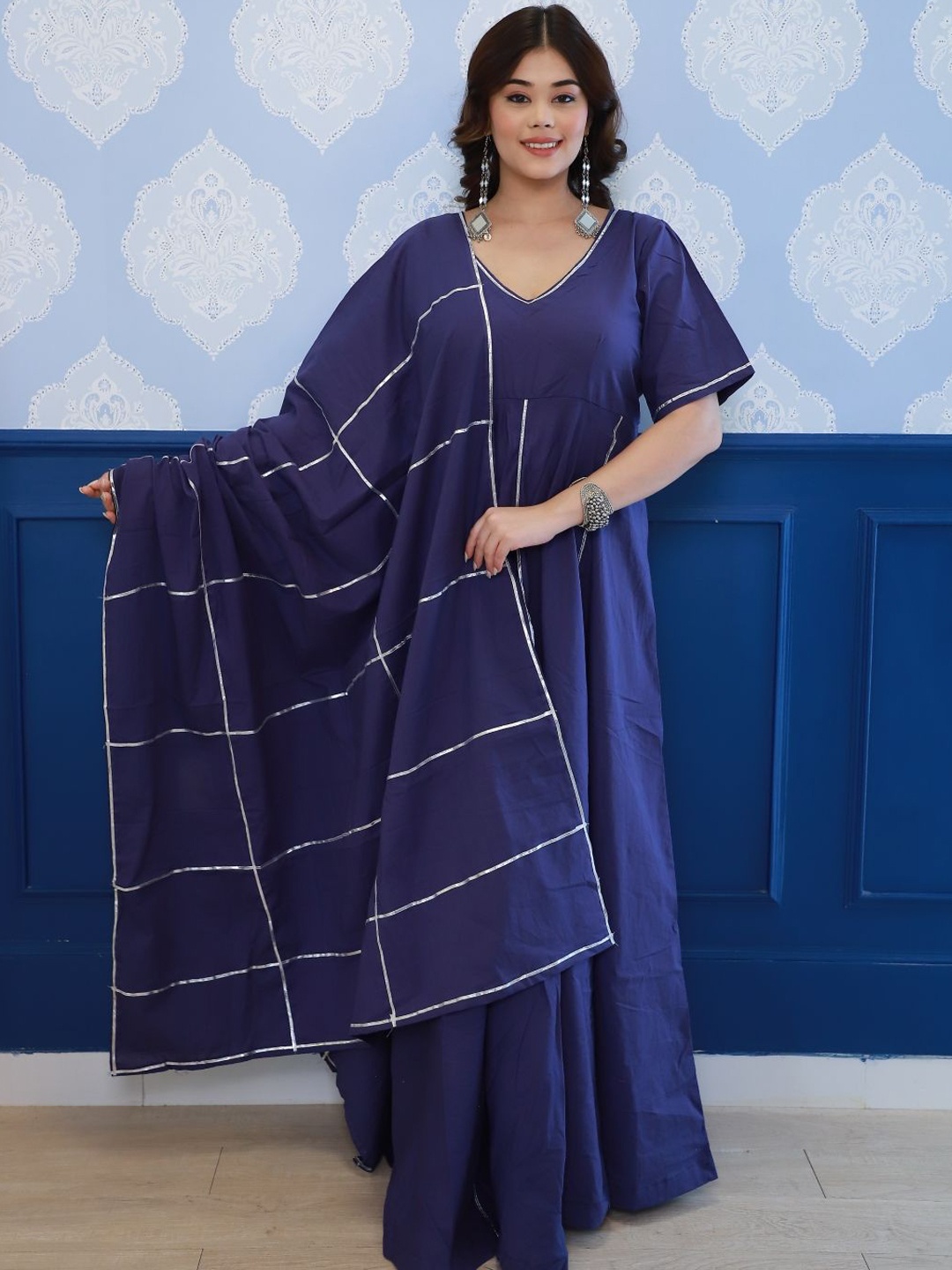 

Swadeshi Shringaar Anarkali Ethnic Dress With Dupatta, Blue
