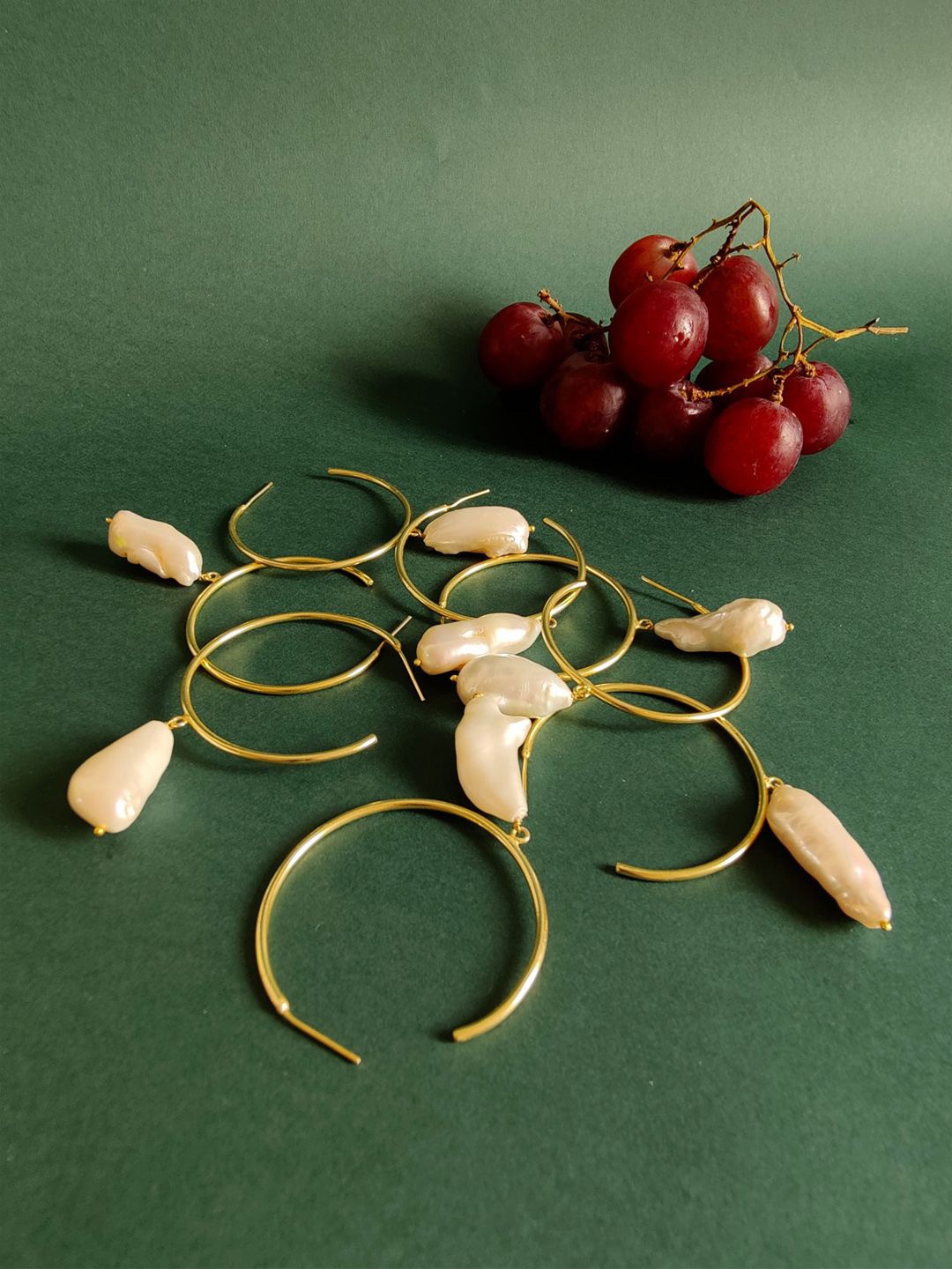 

The Slow Studio Gold-Plated Pearl Half Hoop Earrings