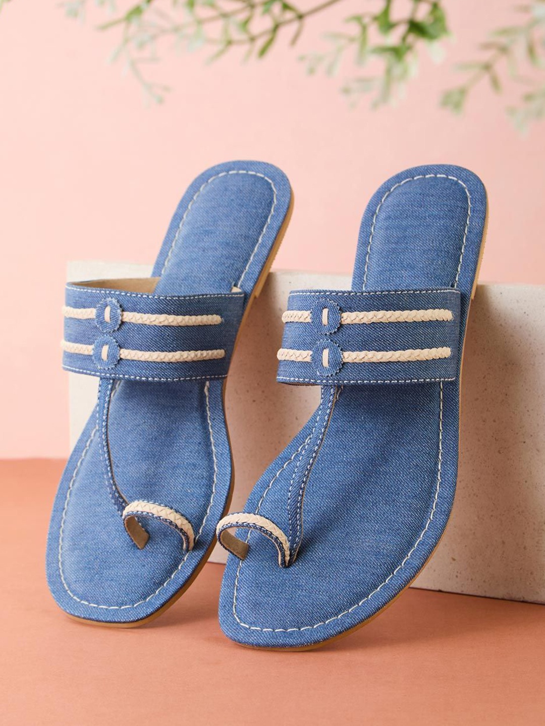 

Fabindia Women Fabric One Toe Flats, Blue