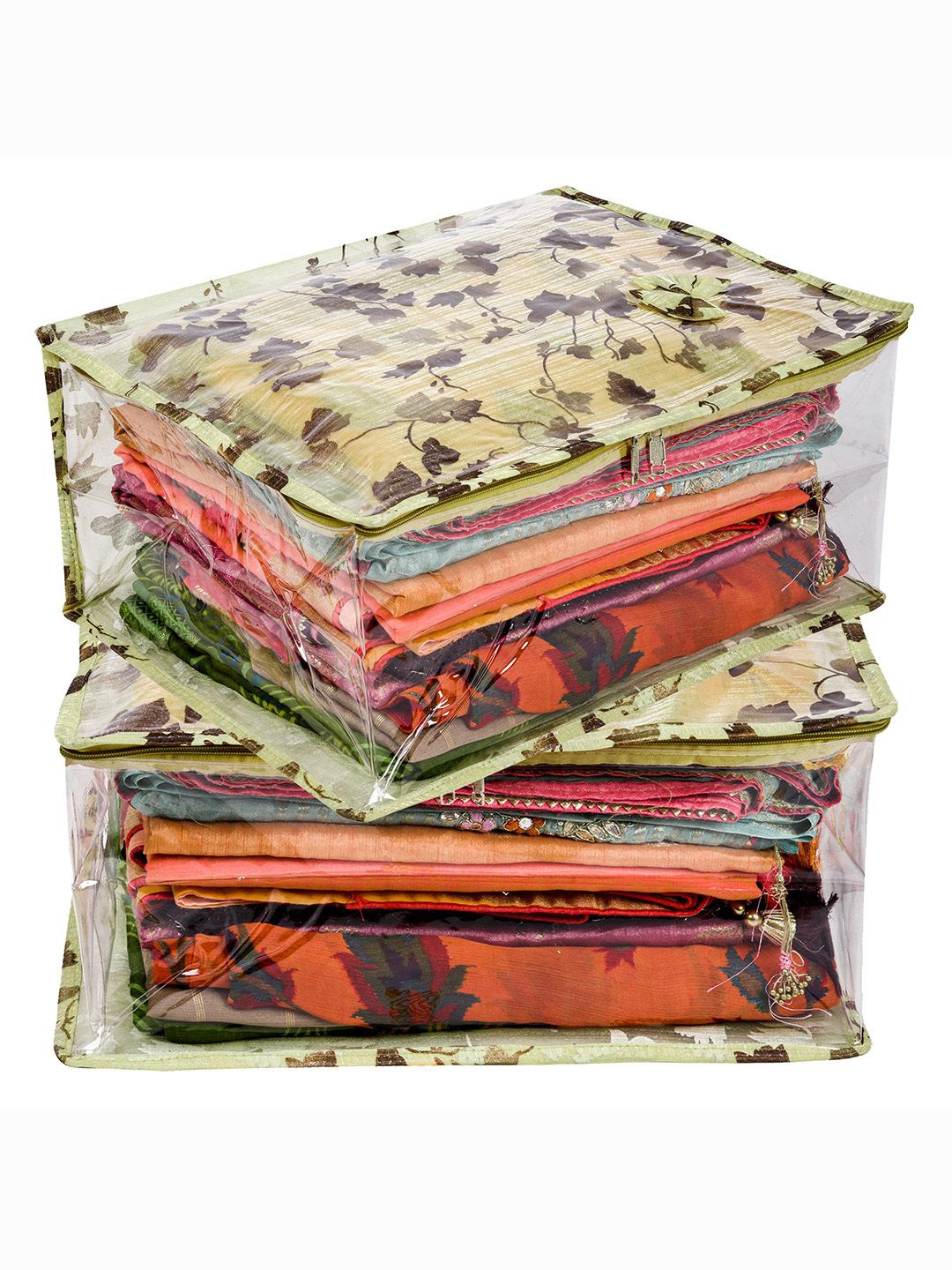 

Kuber Industries Green 2 Pieces Printed Multi-Utility Organisers